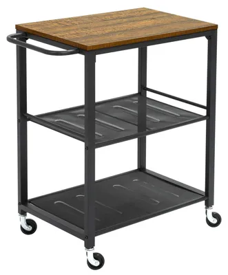 Obrázok produktu pre Priemyselný kuchynský vozík - Servírovací stolík na kolieskach - hnedý - 60 x 40 x 78,5 cm