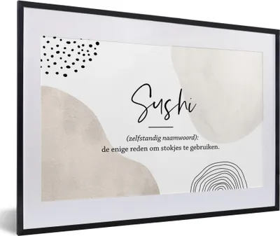 Produktbild von MuchoWow® Gerahmtes Poster Sprichwörter - Sushi - Sushi definition - Zitate - Wörterbuch 60x40 cm - Poster mit Schwarzem Bilderrahmen Wandposter Rahmen Foto Bilder - Schlafzimmer - Plakat in Rahmen - Drucken