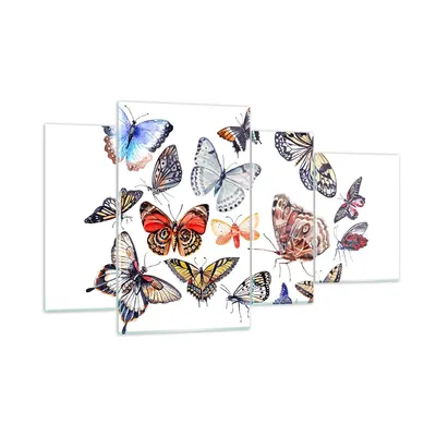 Produktbild von Bilder auf glas - Schmetterlinge Illustration Bunt Flügel - 120x70cm - Glasbilder - Wandbilder - Kunstdruck - Wanddekoration aus Glas - Glas Bilder - Wandbild auf Glas - GDL120x70-2916