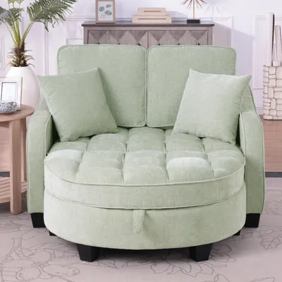 Image de OKWISH Canapé Convertible - Canapé Lit 2 en 1 Avec Rangement et Housse Respirante, Bois d'Eucalyptus, Multifonction Petit Salon, Cyan