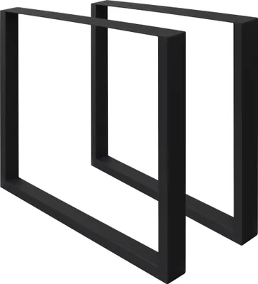 Obrázek produktu pro ECD Německo 2x stolové nohy / stolové podnože ze čtvercových profilů, 60x72 cm, černá, práškově lakovaná ocel, průmyslový design, kovový rám stolu