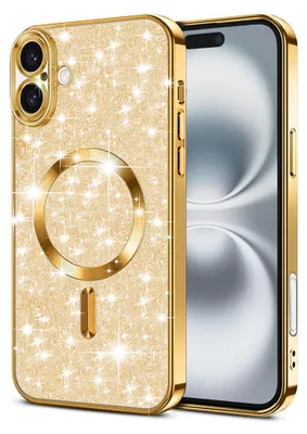 Produktbild von Techsuit Luxury Glitter Back Cover Hülle mit MagSafe für Apple iPhone 16 - Gold
