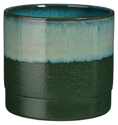 Obrázok produktu pre Sľudové dekorácie Olof kvetináč - H20 x Ø22 cm - Terakota - Tmavo zelená