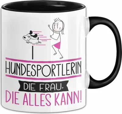 Produktbild von Hundesportlerin Geschenk Tasse Becher Die Frau Die Allen Kann Geschenkidee für eine Hundesportlerin Lustig (Schwarz)