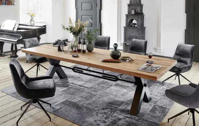 Produktbild von Esstisch in Industrial-Style Eiche massiv Roma Rustikale Eiche geölte Optik 220x100 cm
