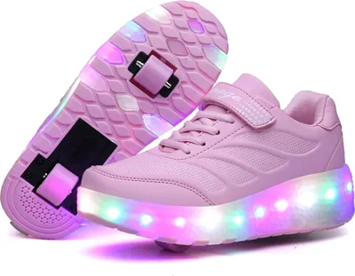 Produktbild von Wiederaufladbare LED-Skateboardschuhe, geeignet für Damen und Herren, mit Doppelrollen-Design; auch geeignet für Outdoor-Sportarten und Laufen.