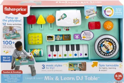 Produktbild von Fisher-Price Laugh & Learn Lernspaß Mixspaß DJ-Tisch, Musikalisches Lernspielzeug für Baby & Kleinkind, mehrsprachige Version, 0,5 Jahr(e), Mit Ton, Batterien erforderlich, AA, Kunststoff, Mehrfarbig