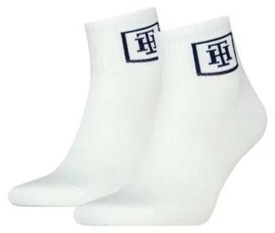 Produktbild von Tommy Hilfiger - Knöchelsocken für Herren, Baumwollmischung (2er-Pack) NA992 (39,5 EU - 42 EU) (Weiß)