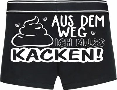Produktbild von Boxershorts - Mann - Boxer-0027-man-black-h-S - schwarz - S - hinten - Aus dem Weg ich muss Kacken - lustiges Motiv - Spruch - Unterwäsche - Unterhose - Freizeit - lustig