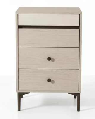 Productafbeelding van Beige houten dressoir. Dressoir met 4 lades. Meubel voor de slaapkamer