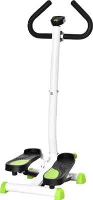 Image de HOMCOM Stepper avec guidon stepper fitness appartement écran LCD résistance réglable exercise hanches jambes lombes pour maison acier blanc, vert, noir