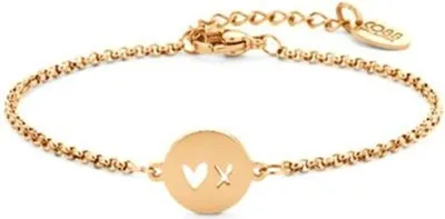 Produktbild von CO88 Collection Inspirational 8CB-90414 Stahlarmband mit Anhänger – X Heart 10 mm – Länge 16,5 + 3 cm – Goldfarben