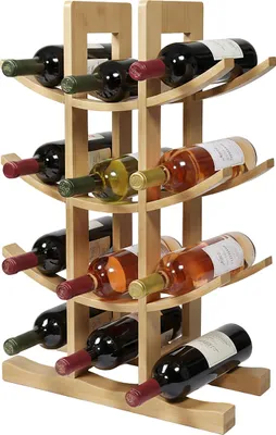 Produktbild von Relaxdays Weinregal, 12 Flaschen, Bambus, HBT 41 x 30 x 14,5 cm, Weinhalter für Rot- & Weißwein, Flaschenregal, natur