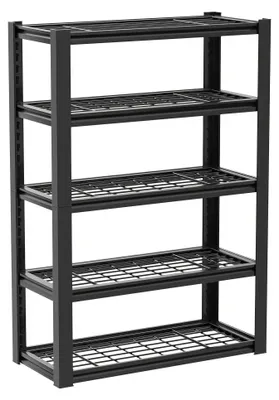 Produktbild von Mesh 185 - Metallregal 185x100x40 cm mit 5 Gitterböden Tragfähigkeit 1365 kg Schwarz