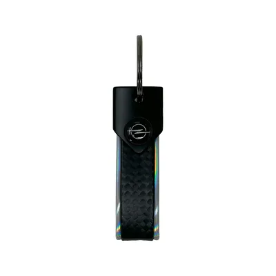 Image de Porte-clés pour voiture Opel, fermeture avec anneau, 90 x 20 mm, argent, logo noir