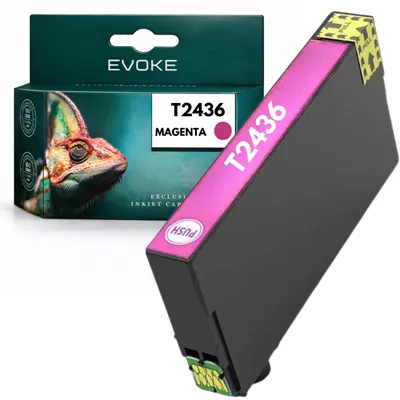 Immagine prodotto di Cartucce compatibili per stampante Epson T2433 C13T24334010 / 4012, colore magenta, capacità 15 ml, compatibili con i modelli XP750, XP760, XP850, XP851, XP860, XP950, XP960, Immagine generata dall'IA