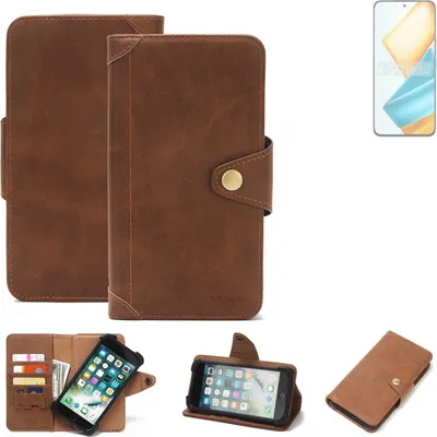 Produktbild von K-S-Trade Handyhülle kompatibel mit Honor 90 GT Schutz Hülle Walletcase Bookstyle Tasche Case Handytasche Wallet Flipcase Cover PolyurethanBraun (1x)