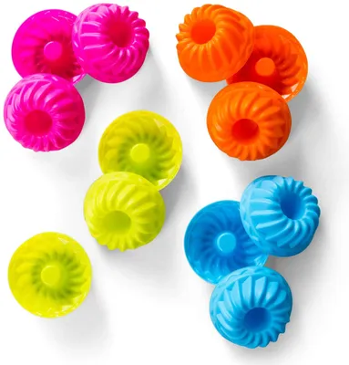 Produktbild von 12 x Silikon Mini Backform Kuchenform Wiederverwendbare Muffinförmchen Cupcake für Kuchen Dessert Schokolade Pudding Gelee (4 Farben)