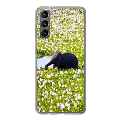 Produktbild von MuchoWow® Handyhülle Schutzhülle Hülle für Samsung Galaxy S21 Elefant - Wasser - Pflanzen - Grün - Natur - Tiere Silikon Softcase Handy Hülle - Softcase