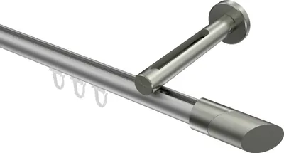 Produktbild von Interdeco Innenlaufstange / Gardinenstange mit Innenlauf Silbergrau / Edelstahl-Optik, Typ Siteno Verano (Schräge Bicolor), 20 mm Ø 1-läufig, 320 cm