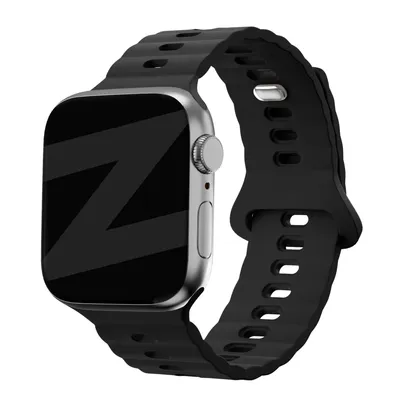 Produktbild von Bandz Silikonarmband 'Single Link' - passend für Apple Watch Serie 1/2/3/4/5/6/7/8/9/SE/Ultra - große Größen - 42mm 44mm 45mm 49mm - schwarz