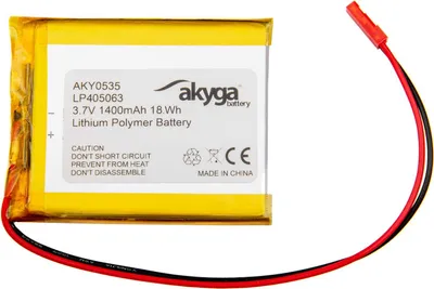 Produktbild von Li-Po Akku LP405063 Akyga AKY0535 3.7V / 1400mAh PCM JST 2-Pin Stecker 150mm