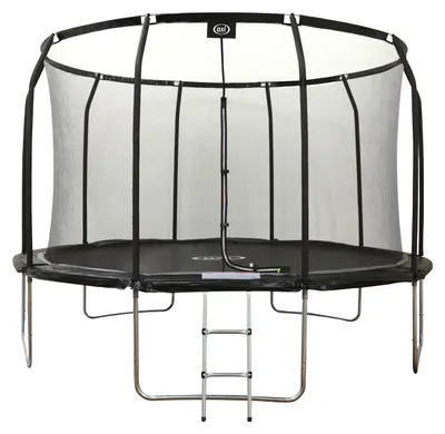 Immagine prodotto di AXI Houston Trampolino Rotondo, Rete Ø 366 cm, Nero | Trampolino Fuori Terra - 12 ft - per Bambini - con Bordo, Scala e Rete di Sicurezza | Per il
