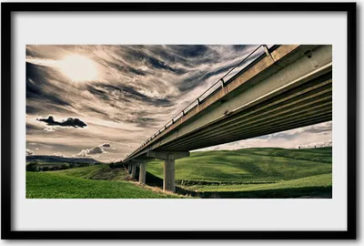 Produktbild von Bild 60x40 MDF-Rahmen Wandkunst Tal Autobahnbrücke