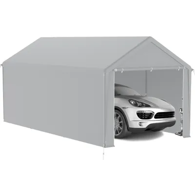 Obrázok produktu pre JOIEYOU 3x6m prístrešky 18㎡ Stan na vybavenie Skladací pavilón Ochrana proti UV žiareniu Garážový stan s bočnými stenami a vetracími otvormi Vodotesný prístrešok na náradie z PE tkaniny a kovového rámu Vonkajší prístrešok na auto (sivý)