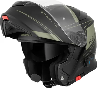 Zdjęcie produktu dla Kask Bogotto H271 Taog Bluetooth flip-up, czarny mat/zielony, M