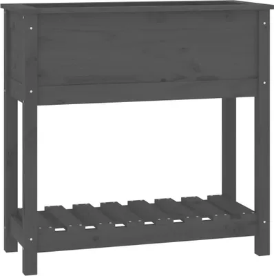 Productafbeelding van vidaXL Plantenbak met opbergruimte, grijs, 82,5 x 34,5 x 81 cm, massief grenenhout