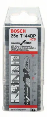 Image de Coffret de 25 lames de scie sauteuse BOSCH 2608633A39 T144DP bois