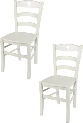 Produktbild von t m c s Tommychairs - 2er Set Stühle CUORE für Küche und Esszimmer, robuste Struktur aus lackiertem Buchenholz im Farbton deckend Eisweiss und Sitzfläche aus lackiertem Holz in der Farbe Weiss