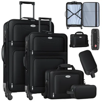 Produktbild von KESSER® Reisekoffer Set 4-teilig | Trolley Kofferset Stoffkoffer mit 3-Ziffern-TSA-Schloss, 360° Rollen & Teleskopgriff | Kosmetiktasche Handgepäck leichter Koffer & große Koffer für Business & Reisen
