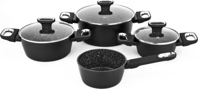 Produktbild von Set mit 7 Töpfen Carl Schmidt Sohn-Marburg+, Aluminium, 16/20/24 cm, schwarz