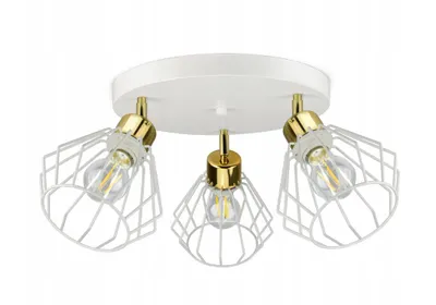 Obrázek produktu pro Luxolar Led stropní svítidlo 3 plameny z kovového drátu bílo-zlaté ve stylu Edison E27 60W - otočné stropní svítidlo do obývacího pokoje