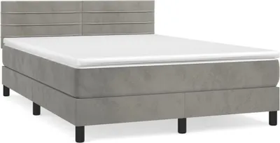 Produktbild von vidaXL Boxspringbett mit Matratze Hellgrau 140x200 cm Samt