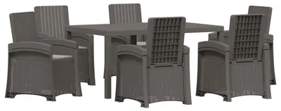 Imagen del producto de vidaXL Juego de mesa y sillas para jardín, 7 piezas, gris claro, material PP