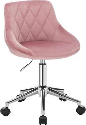 Immagine prodotto di Happyment® Sedia da ufficio Deluxe - Per adulti - Rosa - Su rotelle - Sedia da ufficio ergonomica - Velluto - Altezza regolabile