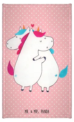 Produktbild von Mr. & Mrs. Panda Handtuch Einhorn Mitteilung - Rot Pastell - Geschenk, Unicorn, gäste wc, baumwolle, Valentinstag, Gästetuch, Einhörner, Witzig, Klein, Liebe, Spruch