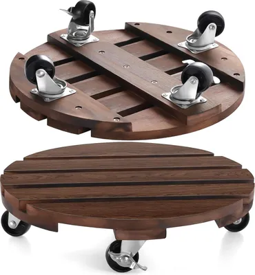 Produktbild von Pflanzenroller, 2X Blumenroller 30cm Rund Rollbrett Pflanzen 100 Kg Tragkraft, Pflanzenroller Outdoor, Blumentopf Untersetzer mit Rollen
