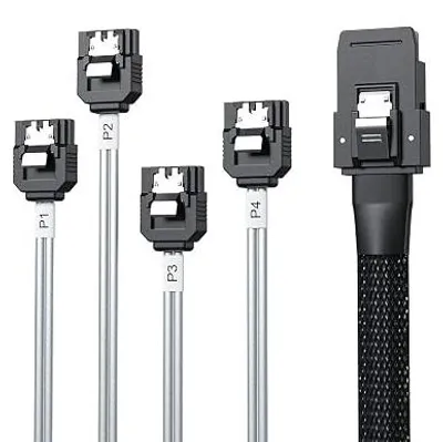 Zdjęcie produktu dla Kabel sas sff 8087 na 4X sata mini 0 5M 6GBPS wewnętrzny