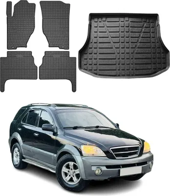 Obrázok produktu pre Sada podlahových rohoží a vložiek do kufra pre Kia Sorento 2003-2009 gumové čierne TPE 5x