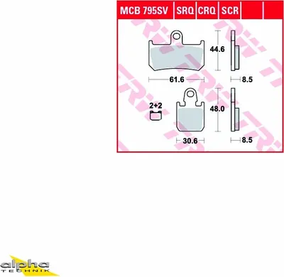 Produktbild von TRW Bremsbelagsatz MCB795SV V Max RP21