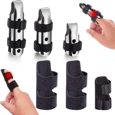 Produktbild von Fingerschiene, 6 Stück Fingerstütze für gebrochene Finger, Begradigung und Immobilisierung der Knöchel, Verstellbare Vollfingerstütze