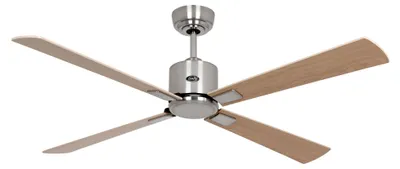 Image de Ventilateur de plafond à basse consommation avec télécommande Eco Neo III WiFi 132 cm Chrome brossé pales Érable / Hêtre