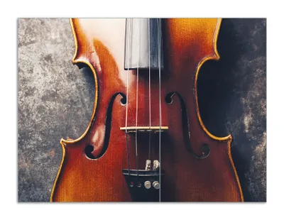 Produktbild von Wallario Herdabdeckplatte aus Glas, Größe 70 x 52 cm 2-teilig, Motiv Nahaufnahme einer alten Violine