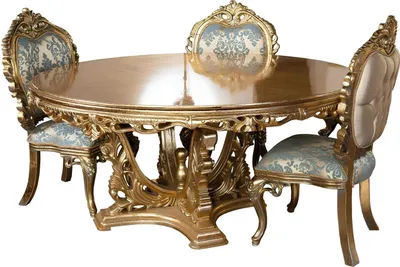 Produktbild von Goldener Barock Esstisch Runder Tisch Runde Esstische Holz Tische 173cm
