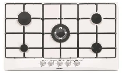 Obrázok produktu pre Glem Gas GT955, Biela, Vstavaný, 90 cm, Plynový, Smaltovaný, 5 zone(s)