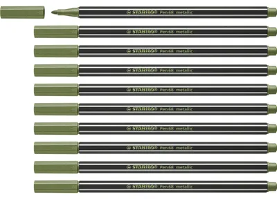 Produktbild von STABILO Premium Metallic-Filzstift -  Pen 68 metallic - 10er Pack - metallic hellgrün